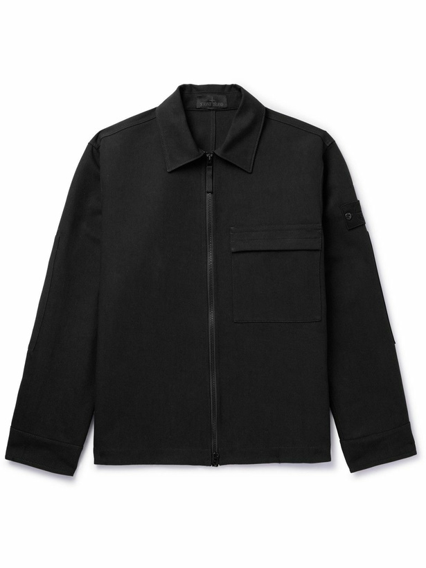 Photo: Stone Island - Ghost Logo-Appliquéd Wool Overshirt - Black