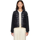 Moncler Navy Zip Up Cotton Fleece Down Cardigan