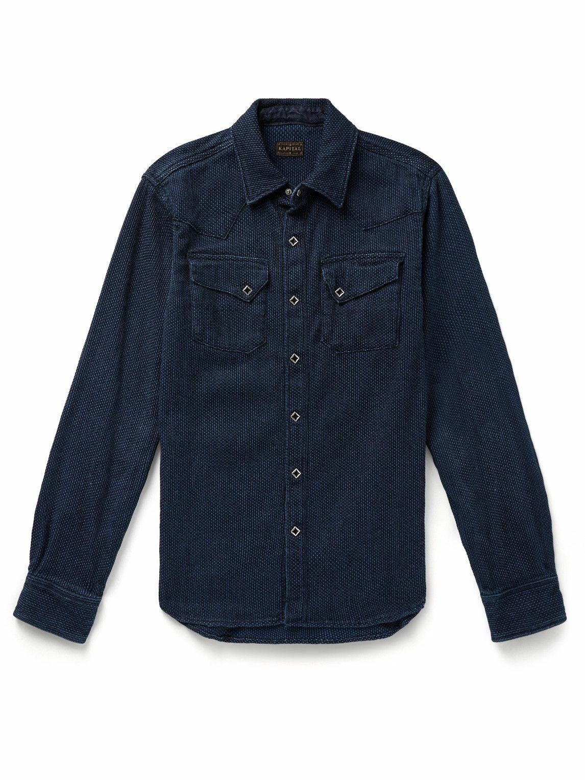 KAPITAL - Indigo-Dyed Textured-Cotton Western Shirt - Blue KAPITAL