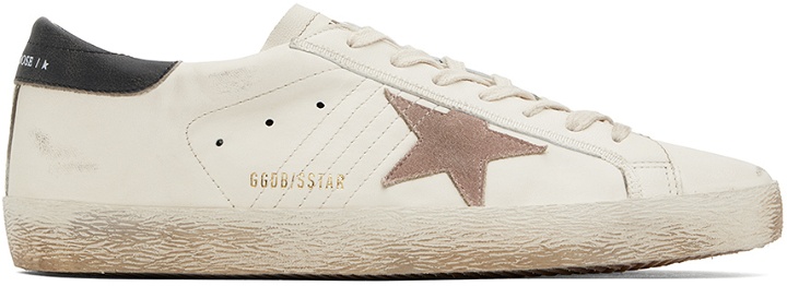 Photo: Golden Goose White & Pink Super-Star Sneakers