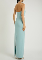 Solace London Riva Draped Crepe Gown Light Blue