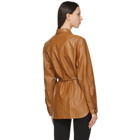 LVIR Brown Faux-Leather Oversized Belted Shirt