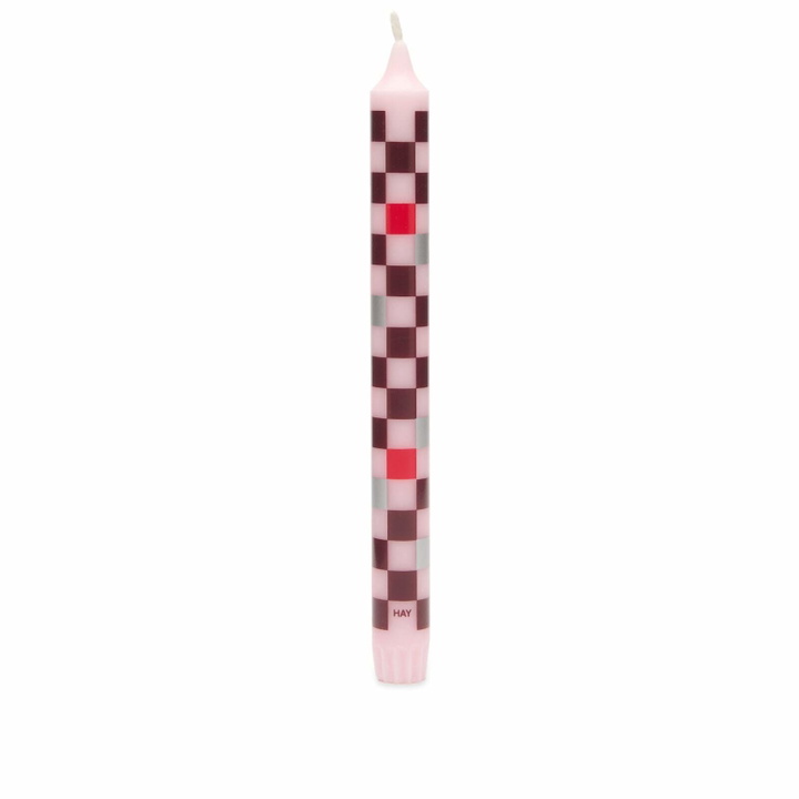 Photo: HAY Pattern Candle - Check in Pink/Bordeaux/Red/Silver 