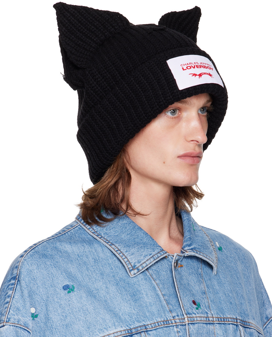 Charles Jeffrey Loverboy Black Supersized Chunky Ears Beanie Charles  Jeffrey Loverboy