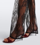 Blumarine Lace-trimmed wide-leg jeans
