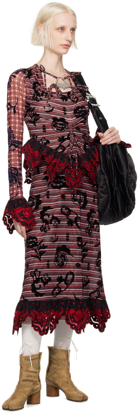 Chopova Lowena Red Sharon Hatch Midi Dress