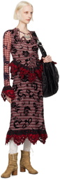 Chopova Lowena Red Sharon Hatch Midi Dress