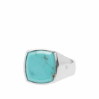 Tom Wood Men's Cushion Ring in Silver/Turquoise
