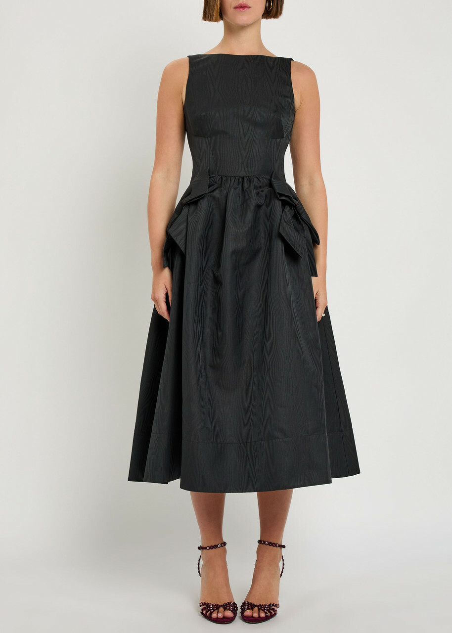 Rebecca Vallance Narcissa Jacquard Taffeta Midi Dress Black