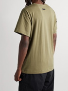 Fear of God - Distressed Logo-Appliquéd Cotton-Jersey T-shirt - Green