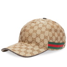 Gucci Men's Patch Logo Jacquard Baseball Cap in Beige