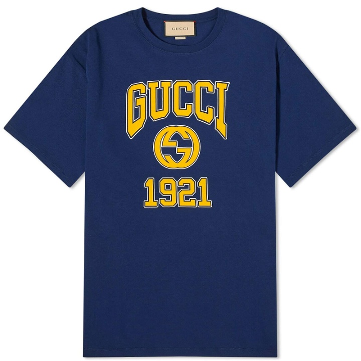 Photo: Gucci Men's College Logo T-Shirt in Navy