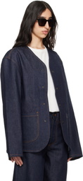 Meta Campania Collective Blue Leon Collarless Raw Denim Jacket