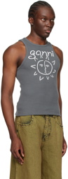 GANNI Gray Sun Tank Top