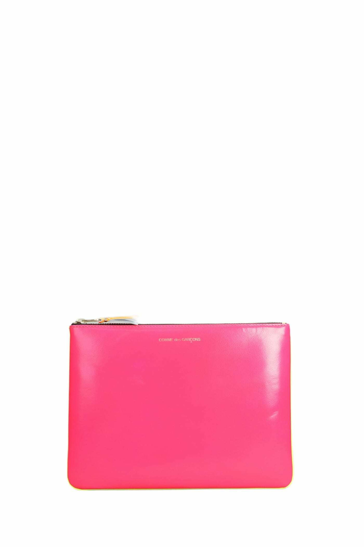 Comme des Garçons Wallet Clutch In Rose-pink Leather
