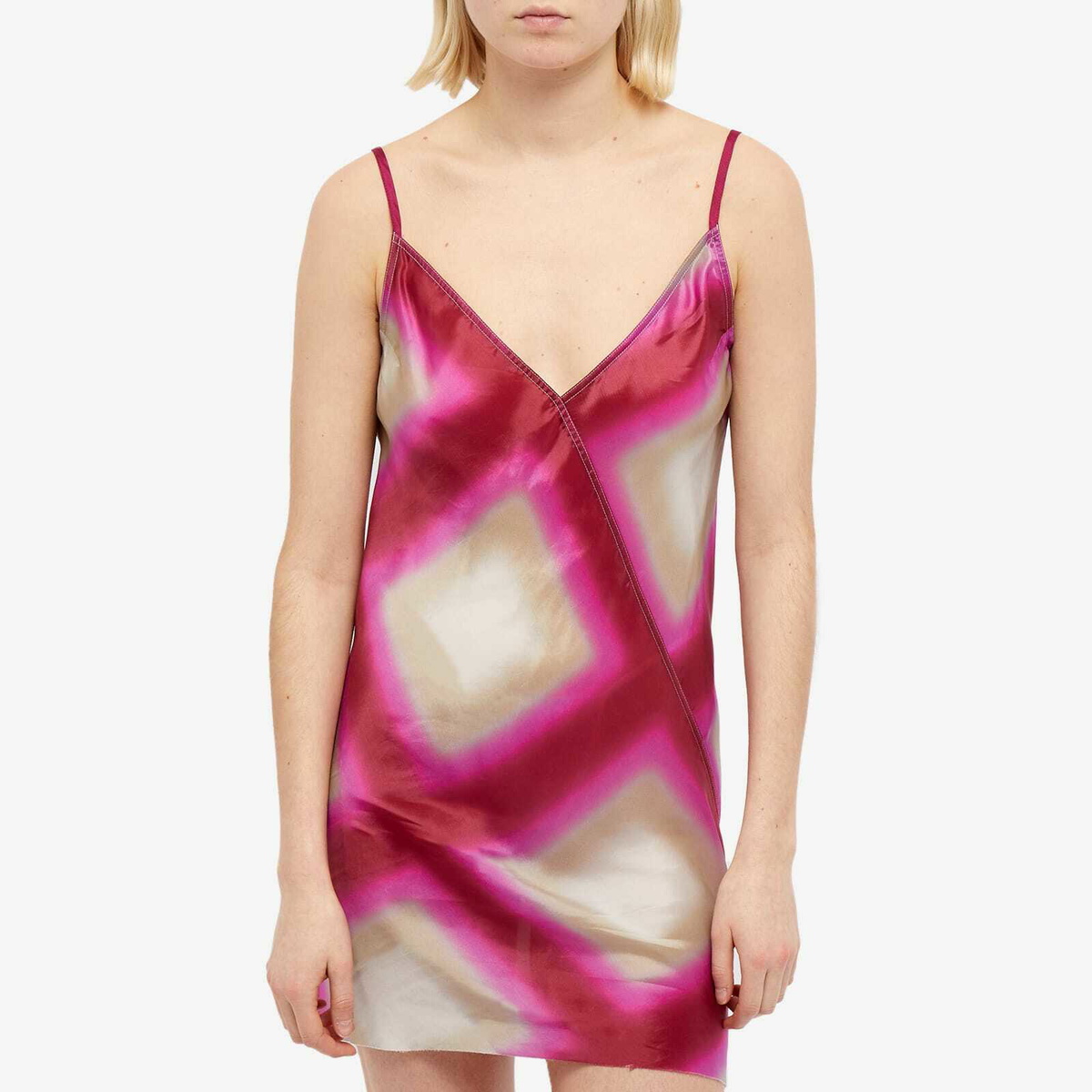 Rick Owens Women's Plaid Slip Dress in Pink Plaid Rick Owens