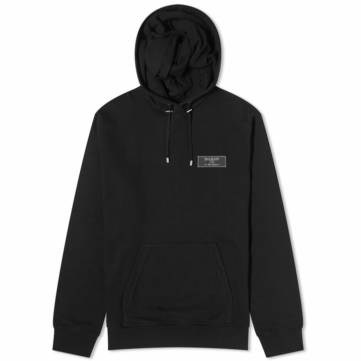 Photo: Balmain Men's Label Hoodie in Black