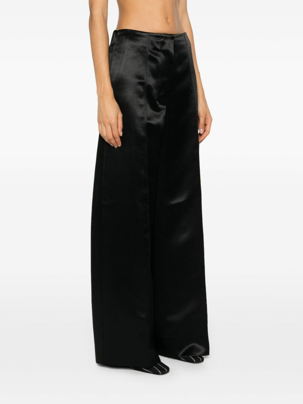 Peter Do Black Wide-Leg Satin Trousers