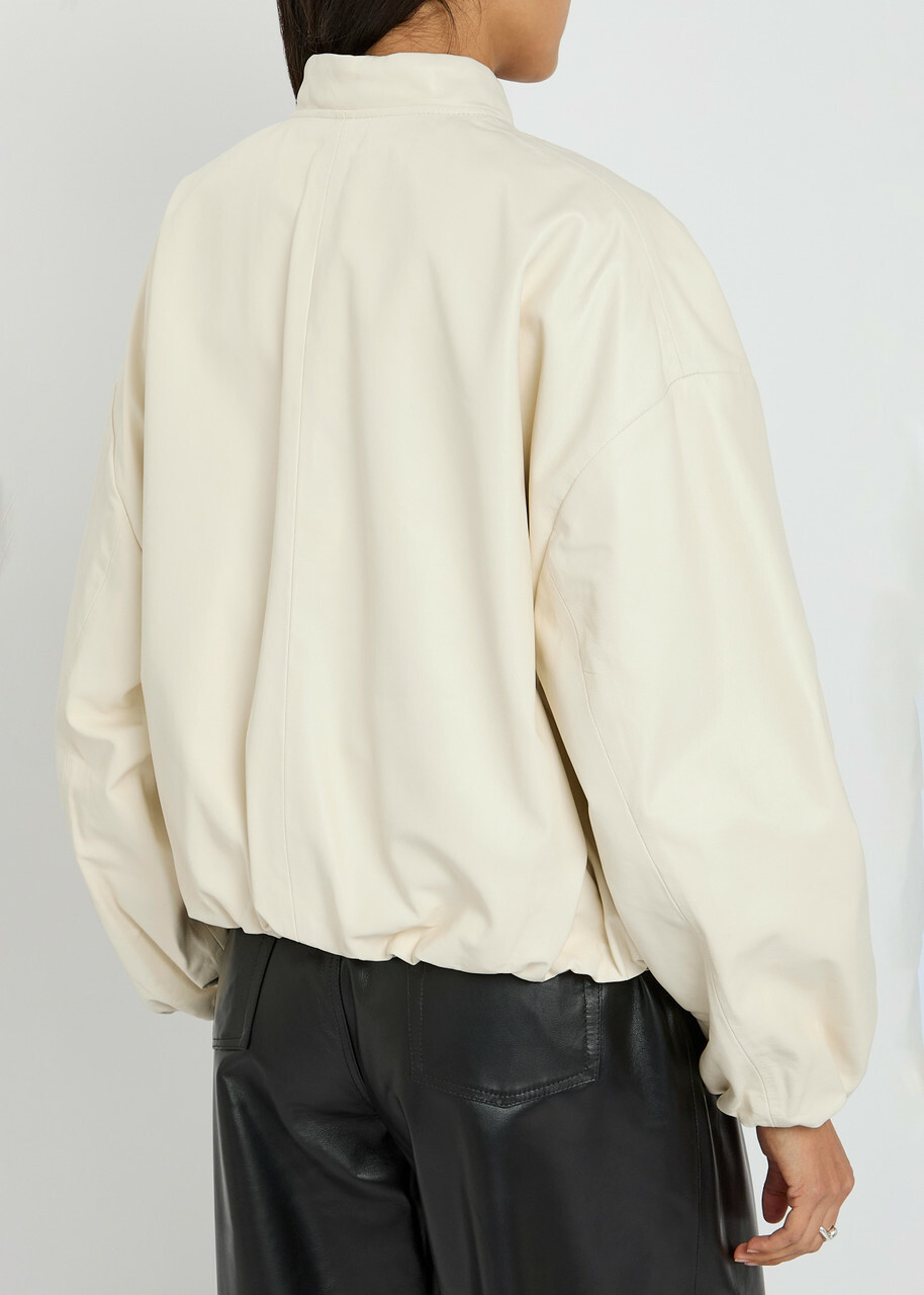 Arma Nova Reversible Leather Bomber Jacket Ecru