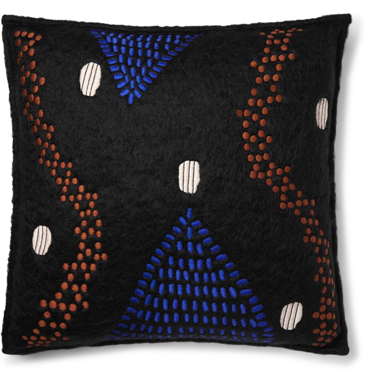 Photo: Jupe by Jackie - Tepapa Embroidered Mohair Cushion Cover - Black