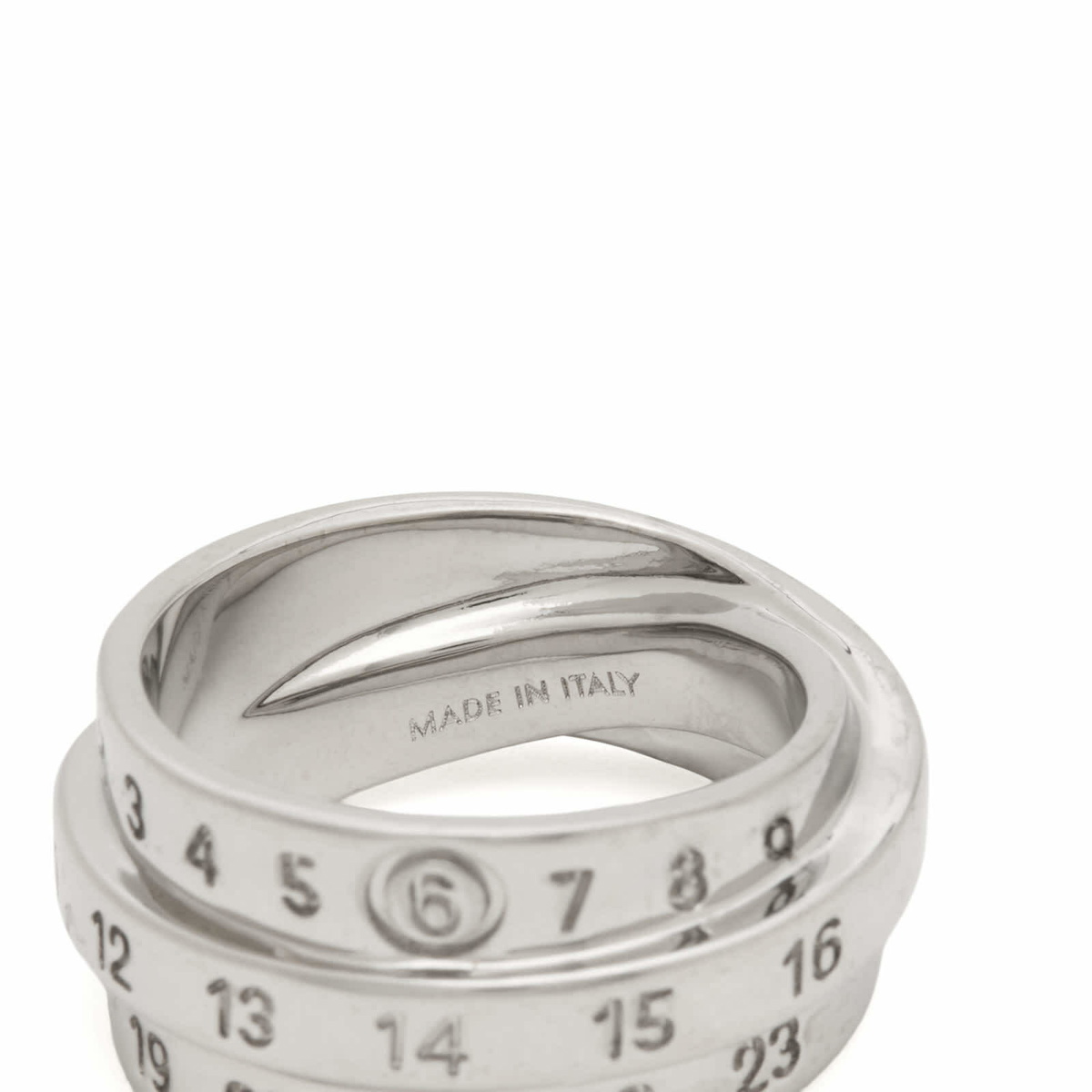 MM6 Maison Margiela Men's Triple Logo Ring in Palladio Polished
