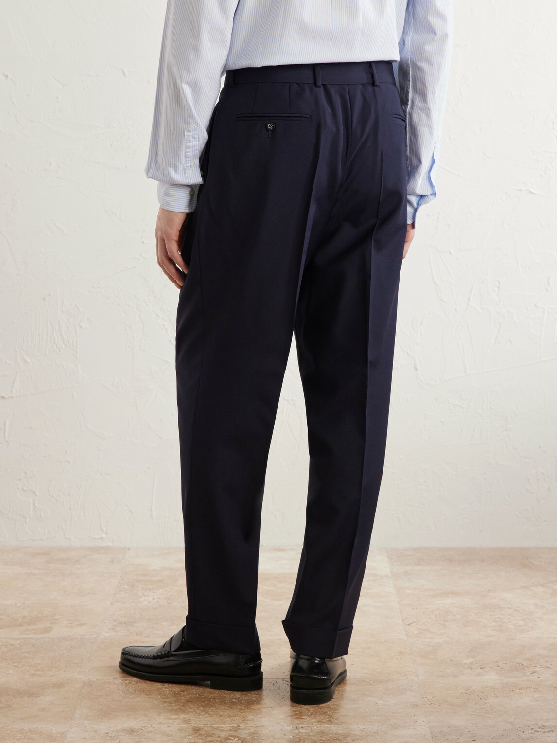 Officine Générale - Hugo Straight-Leg Pleated Virgin Wool Trousers - Blue