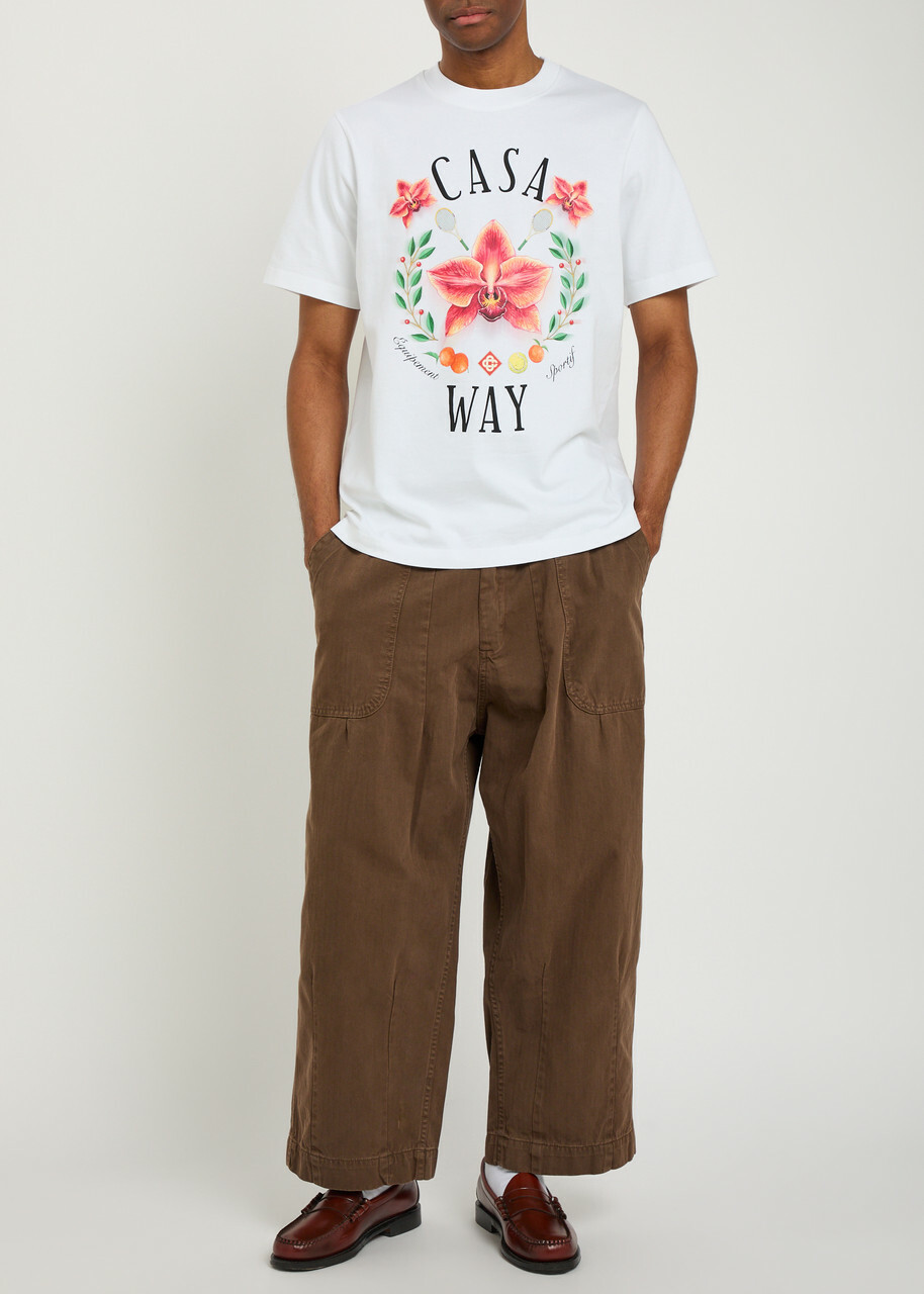 Casablanca Casa Way Orchid Printed Cotton T-shirt White