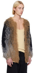 Y/Project Beige & Gray Hairy Gradient Cardigan