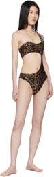 Versace Underwear Brown Leopard One-Piece Swimsuit