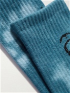 Flagstuff - Tie-Dyed Logo-Intarsia Cotton-Blend Socks