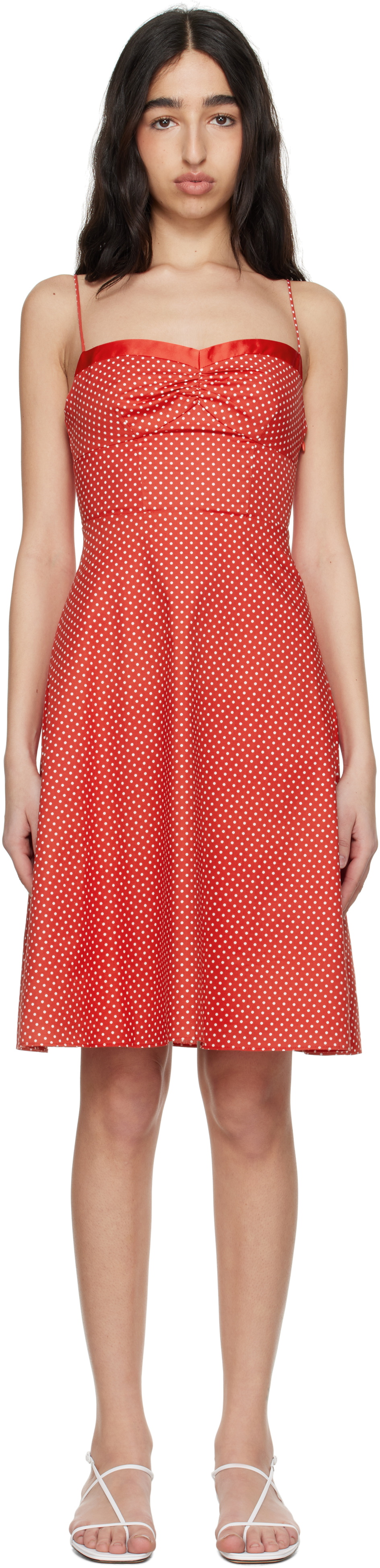 GUIZIO Red Margaux Midi Dress