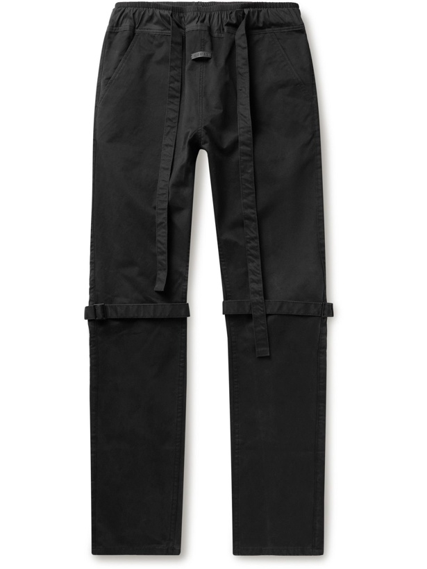 Photo: FEAR OF GOD - Shell-Trimmed Cotton-Twill Drawstring Trousers - Black
