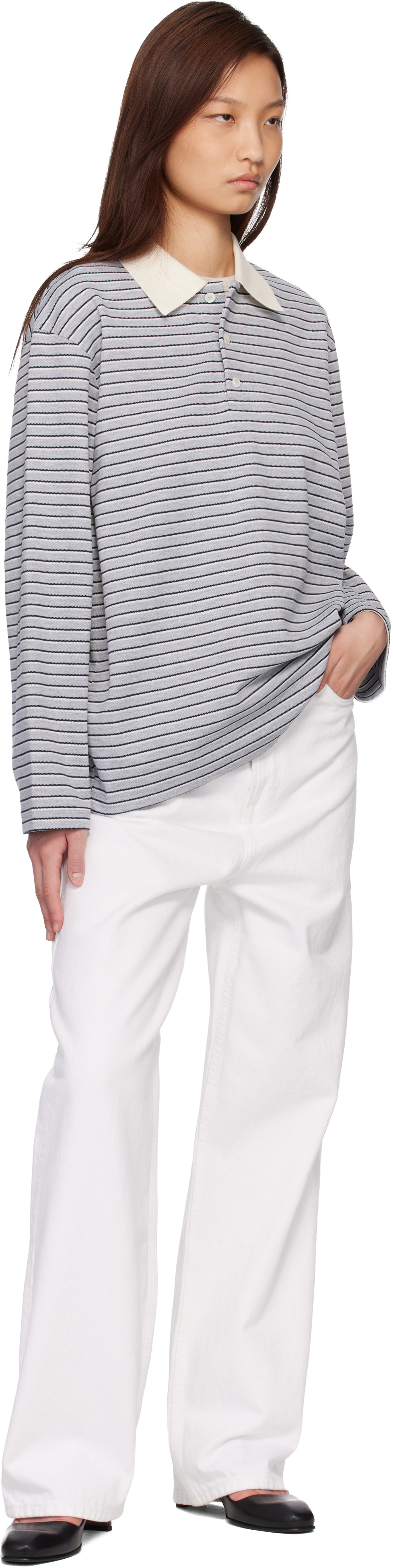 COOR Gray Multi-Stripe Pique Polo