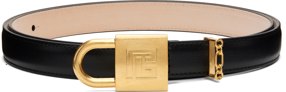 Balmain Black Sync Narrow Leather Belt