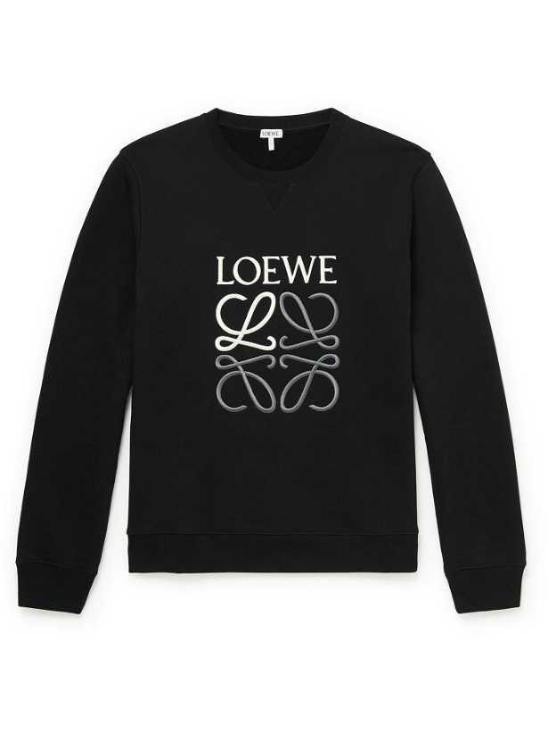 Photo: LOEWE - Logo-Embroidered Cotton-Jersey Sweatshirt - Black