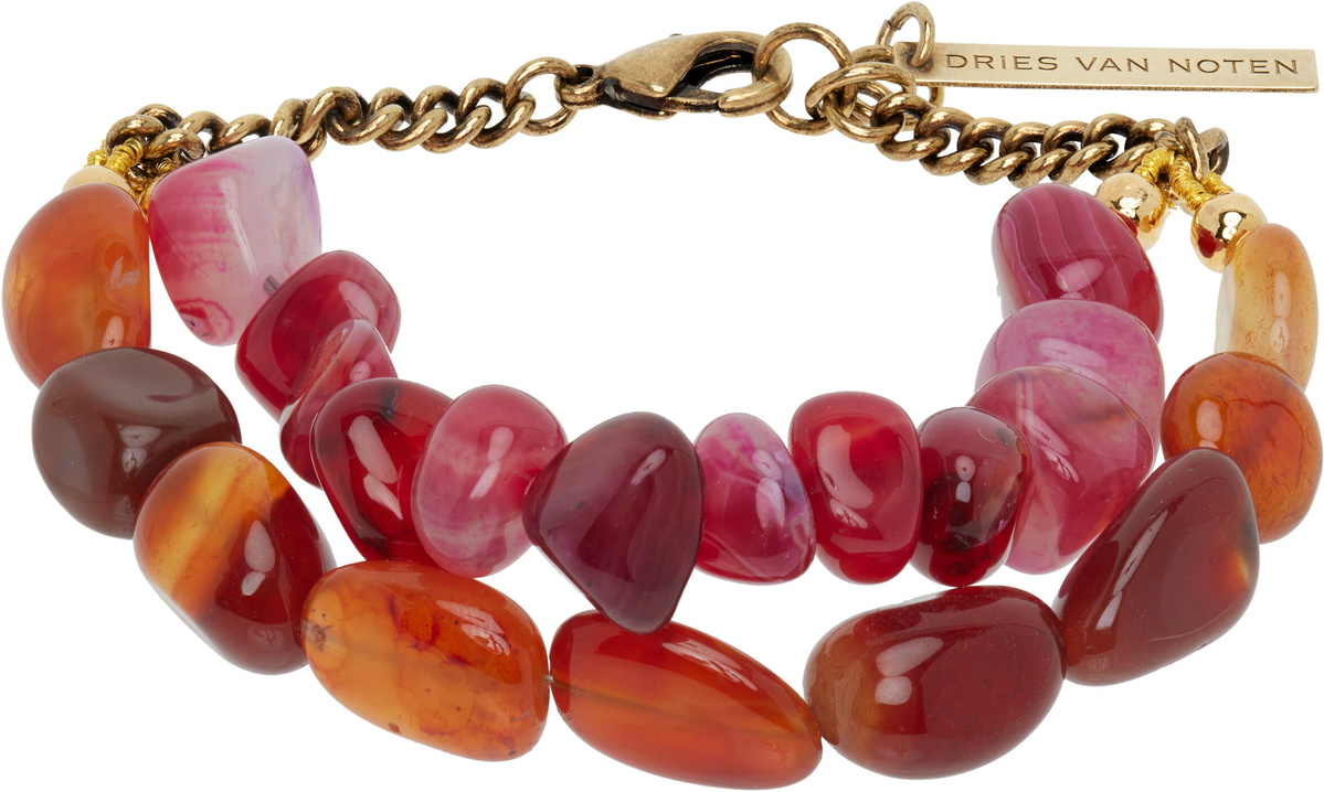 Dries Van Noten Men's Tiger Eye and Chain Bracelet in Tiger Eye