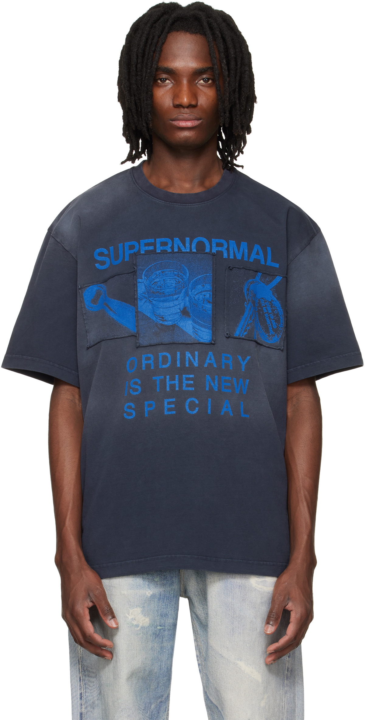 Solid Homme Navy Dropped Shoulder T-shirt
