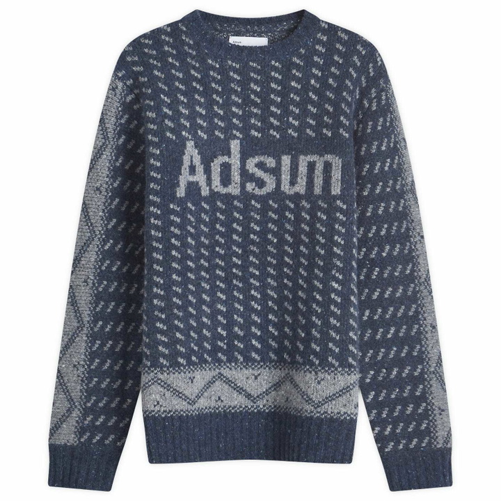 Photo: Adsum Men's Logo Knit Crew Jumper in Blue