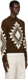 Moncler Brown Geometric Jacquard Wool Blend Sweater