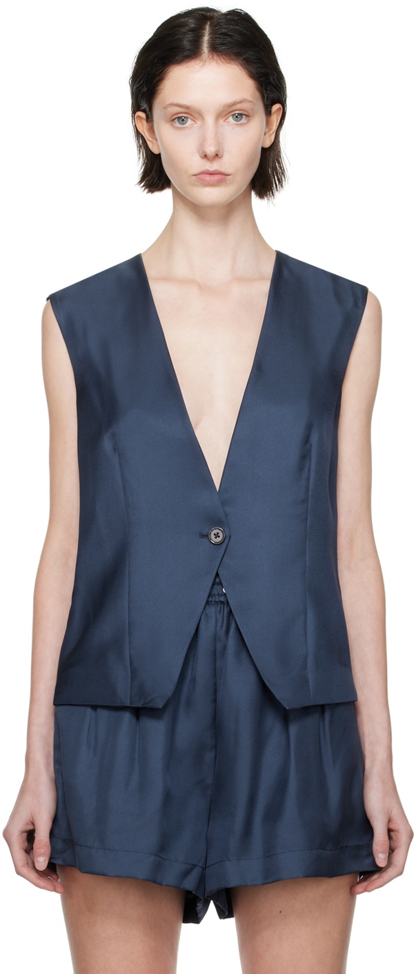 Silk Laundry Navy Slouch Vest