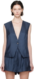 Silk Laundry Navy Slouch Vest