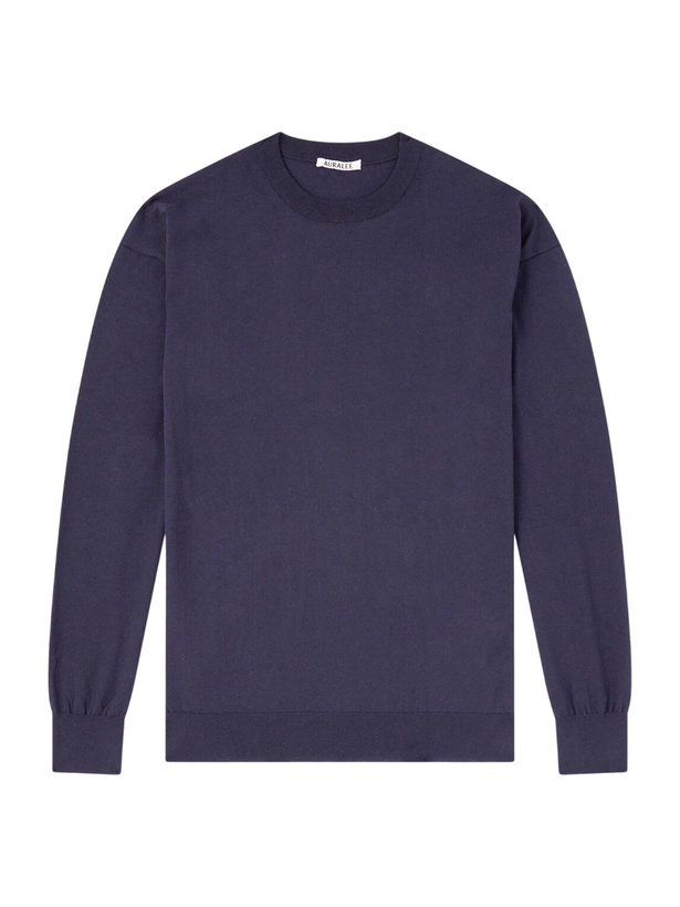 Photo: Auralee - Luster Knitted T-Shirt - Blue