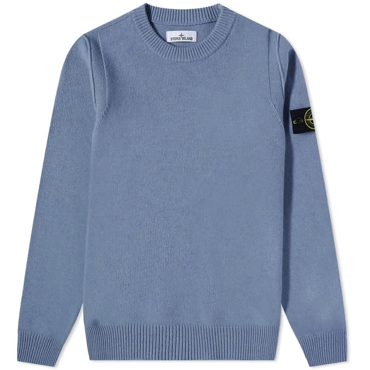 Photo: Stone Island Men's Lambswool Crew Neck Knit in Dark Blue