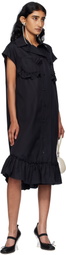 Simone Rocha Black Sleeveless Ruffle Bust Detail Midi Dress