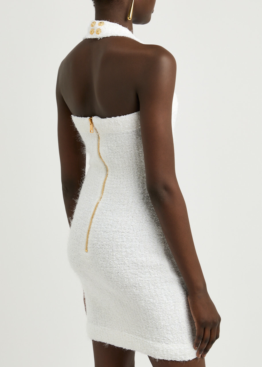 Knitted dress with buttons white - Women | BALMAIN