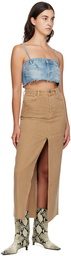 Reformation Tan Tazz Denim Maxi Skirt