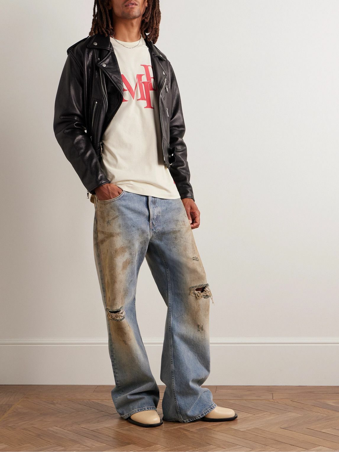 AMIRI - Staggered Logo-Print Cotton-Jersey T-Shirt