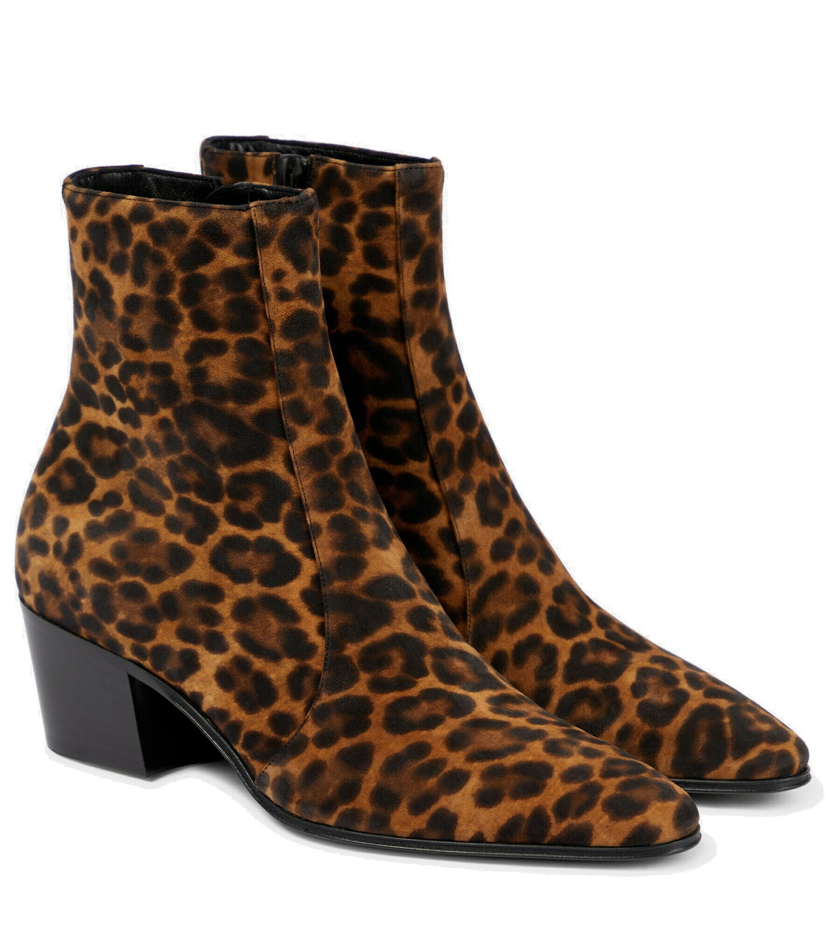 【関税負担】 SAINT LAURENT KIKI ANKLE BOOTS SAINT LAURENT Black Suede Leopard Kiki Ankle Boots 38.5 | eBay