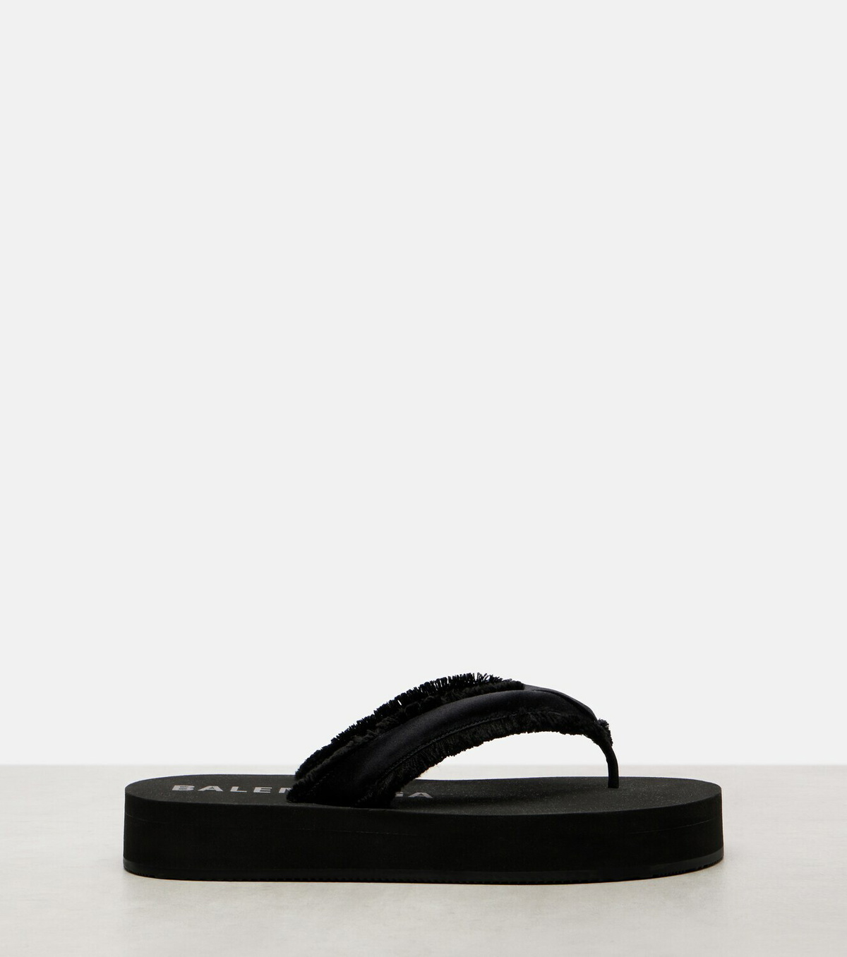 Balenciaga Cushy fringed satin platform thong sandals