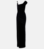 Versace Asymmetric gathered velvet gown
